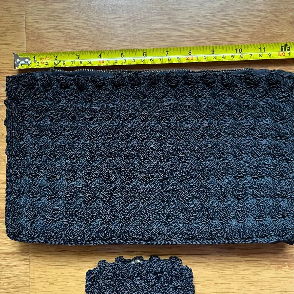 Vintage Black Woven Clutch and Coin Purse